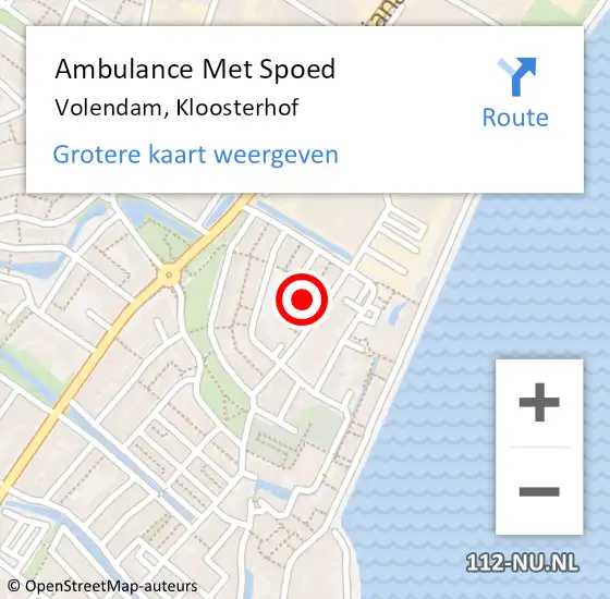 Locatie op kaart van de 112 melding: Ambulance Met Spoed Naar Volendam, Kloosterhof op 3 december 2023 09:54