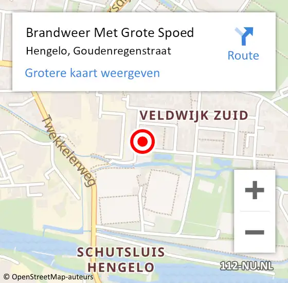 Locatie op kaart van de 112 melding: Brandweer Met Grote Spoed Naar Hengelo, Goudenregenstraat op 17 september 2014 10:37