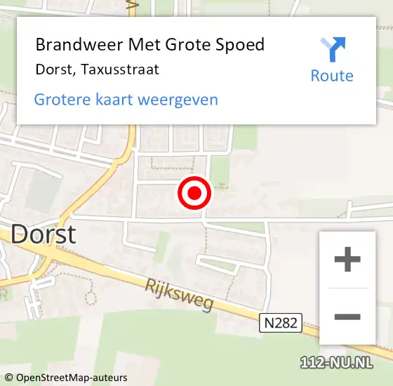 Locatie op kaart van de 112 melding: Brandweer Met Grote Spoed Naar Dorst, Taxusstraat op 3 december 2023 10:13