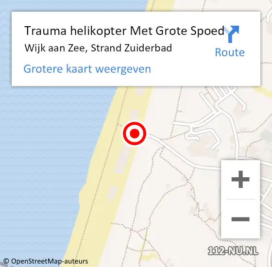 Locatie op kaart van de 112 melding: Trauma helikopter Met Grote Spoed Naar Wijk aan Zee, Strand Zuiderbad op 3 december 2023 10:16