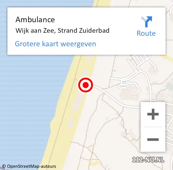 Locatie op kaart van de 112 melding: Ambulance Wijk aan Zee, Strand Zuiderbad op 3 december 2023 10:30