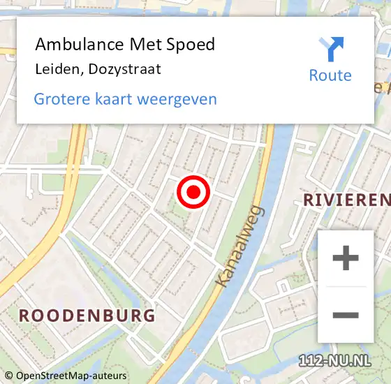 Locatie op kaart van de 112 melding: Ambulance Met Spoed Naar Leiden, Dozystraat op 3 december 2023 10:35