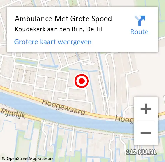 Locatie op kaart van de 112 melding: Ambulance Met Grote Spoed Naar Koudekerk aan den Rijn, De Til op 3 december 2023 11:07