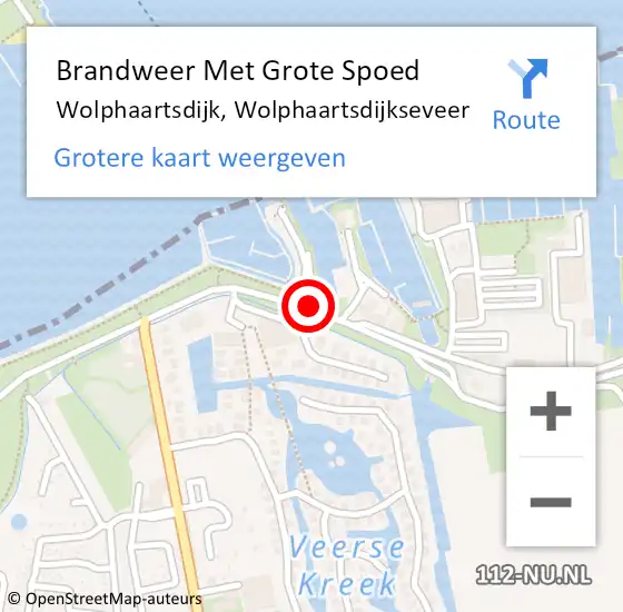 Locatie op kaart van de 112 melding: Brandweer Met Grote Spoed Naar Wolphaartsdijk, Wolphaartsdijkseveer op 3 december 2023 11:26