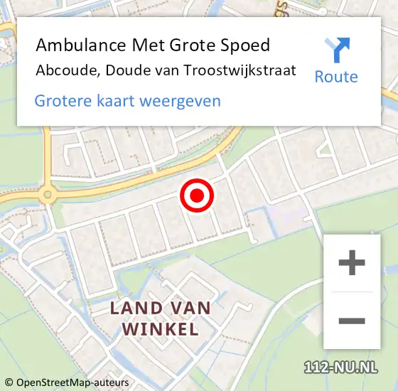 Locatie op kaart van de 112 melding: Ambulance Met Grote Spoed Naar Abcoude, Doude van Troostwijkstraat op 3 december 2023 11:30