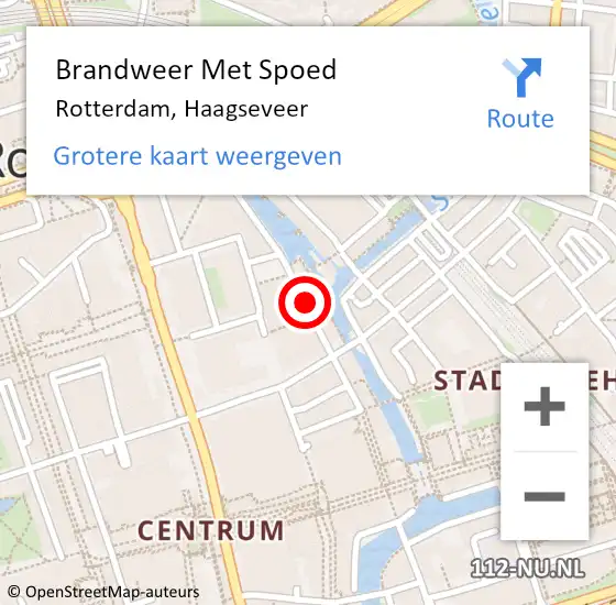 Locatie op kaart van de 112 melding: Brandweer Met Spoed Naar Rotterdam, Haagseveer op 3 december 2023 12:17