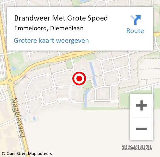 Locatie op kaart van de 112 melding: Brandweer Met Grote Spoed Naar Emmeloord, Diemenlaan op 3 december 2023 12:22