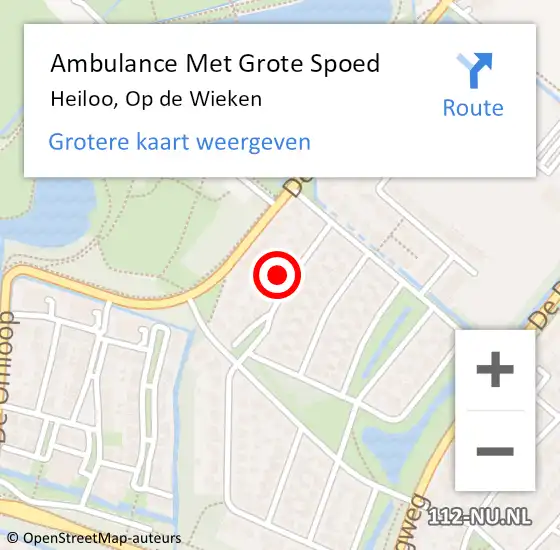 Locatie op kaart van de 112 melding: Ambulance Met Grote Spoed Naar Heiloo, Op de Wieken op 3 december 2023 12:42