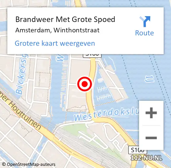 Locatie op kaart van de 112 melding: Brandweer Met Grote Spoed Naar Amsterdam, Winthontstraat op 3 december 2023 12:44