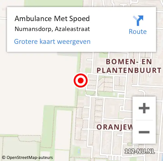 Locatie op kaart van de 112 melding: Ambulance Met Spoed Naar Numansdorp, Azaleastraat op 3 december 2023 12:58