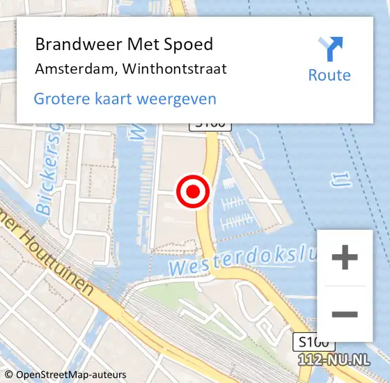 Locatie op kaart van de 112 melding: Brandweer Met Spoed Naar Amsterdam, Winthontstraat op 3 december 2023 13:03