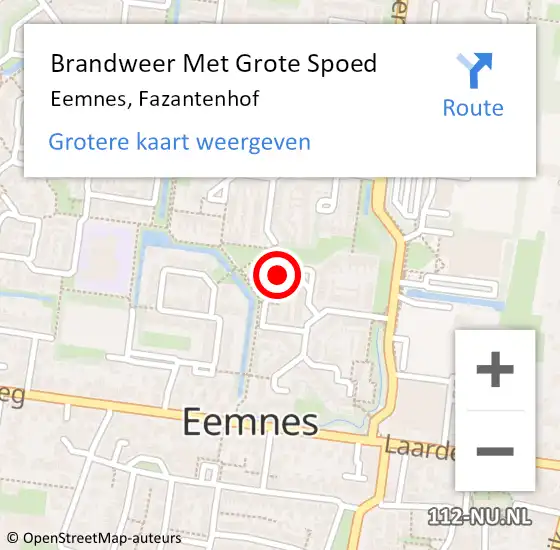 Locatie op kaart van de 112 melding: Brandweer Met Grote Spoed Naar Eemnes, Fazantenhof op 3 december 2023 13:09