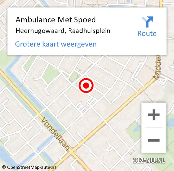 Locatie op kaart van de 112 melding: Ambulance Met Spoed Naar Heerhugowaard, Raadhuisplein op 3 december 2023 13:10