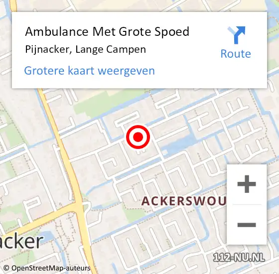 Locatie op kaart van de 112 melding: Ambulance Met Grote Spoed Naar Pijnacker, Lange Campen op 3 december 2023 13:22