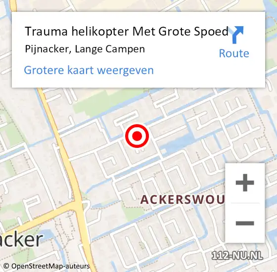 Locatie op kaart van de 112 melding: Trauma helikopter Met Grote Spoed Naar Pijnacker, Lange Campen op 3 december 2023 13:24