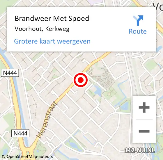 Locatie op kaart van de 112 melding: Brandweer Met Spoed Naar Voorhout, Kerkweg op 3 december 2023 13:32