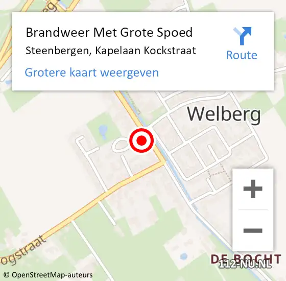 Locatie op kaart van de 112 melding: Brandweer Met Grote Spoed Naar Steenbergen, Kapelaan Kockstraat op 3 december 2023 13:37