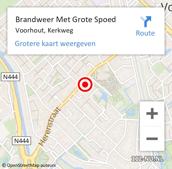 Locatie op kaart van de 112 melding: Brandweer Met Grote Spoed Naar Voorhout, Kerkweg op 3 december 2023 13:38