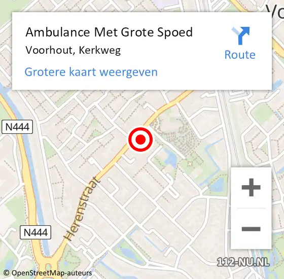 Locatie op kaart van de 112 melding: Ambulance Met Grote Spoed Naar Voorhout, Kerkweg op 3 december 2023 13:38