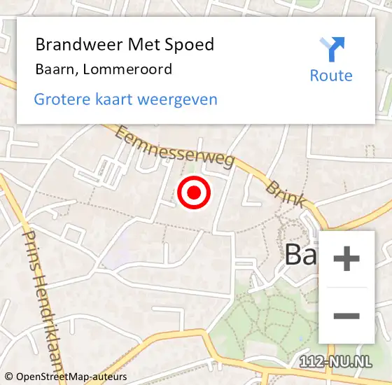 Locatie op kaart van de 112 melding: Brandweer Met Spoed Naar Baarn, Lommeroord op 3 december 2023 13:49