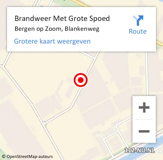 Locatie op kaart van de 112 melding: Brandweer Met Grote Spoed Naar Bergen op Zoom, Blankenweg op 3 december 2023 14:04