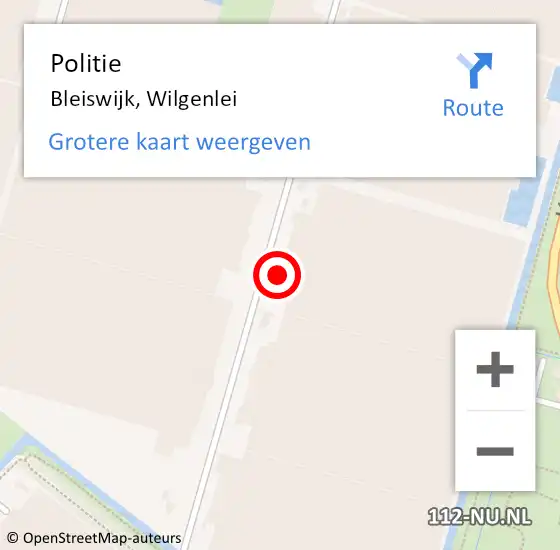 Locatie op kaart van de 112 melding: Politie Bleiswijk, Wilgenlei op 3 december 2023 14:16