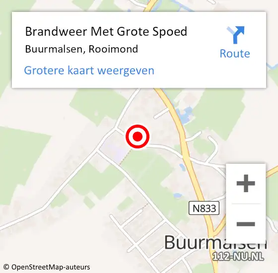 Locatie op kaart van de 112 melding: Brandweer Met Grote Spoed Naar Buurmalsen, Rooimond op 3 december 2023 14:30