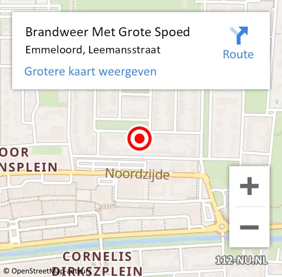 Locatie op kaart van de 112 melding: Brandweer Met Grote Spoed Naar Emmeloord, Leemansstraat op 3 december 2023 14:34