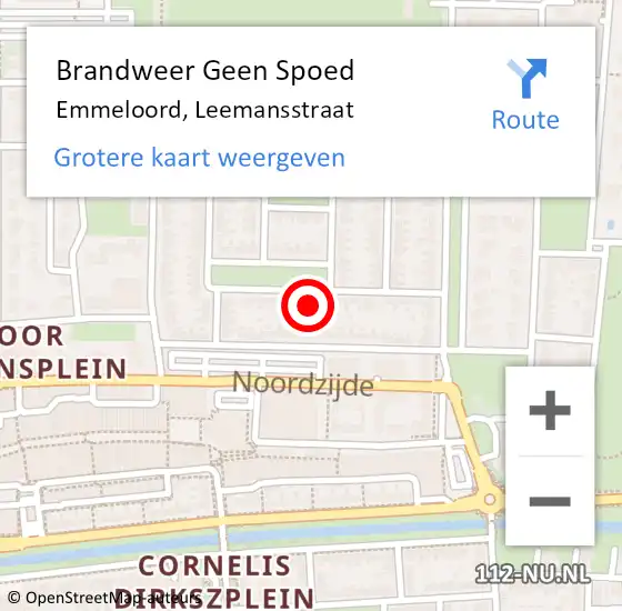 Locatie op kaart van de 112 melding: Brandweer Geen Spoed Naar Emmeloord, Leemansstraat op 3 december 2023 14:38