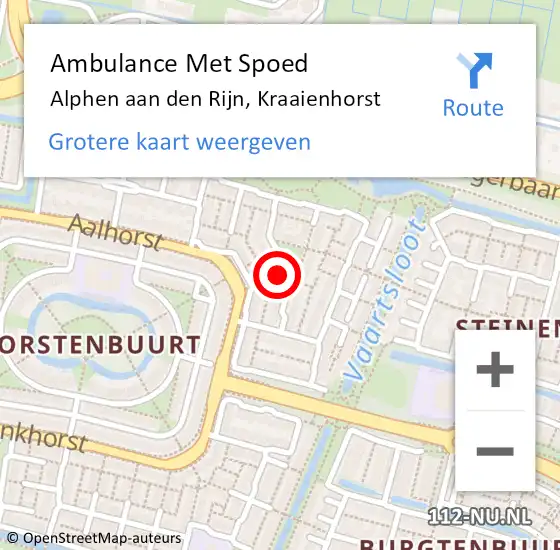 Locatie op kaart van de 112 melding: Ambulance Met Spoed Naar Alphen aan den Rijn, Kraaienhorst op 3 december 2023 14:39