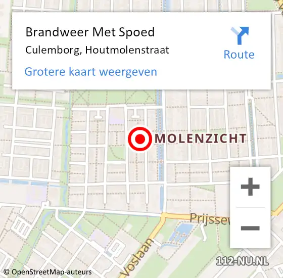 Locatie op kaart van de 112 melding: Brandweer Met Spoed Naar Culemborg, Houtmolenstraat op 3 december 2023 15:42