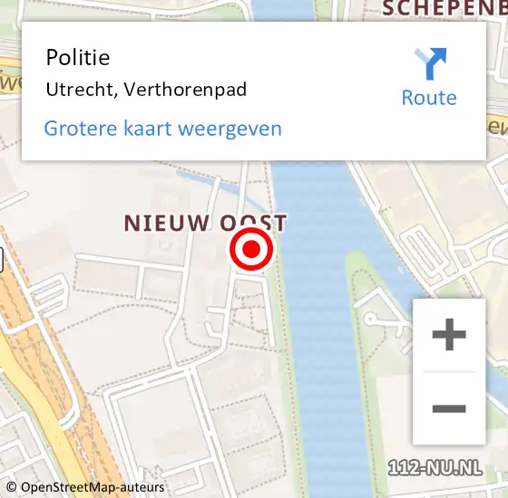 Locatie op kaart van de 112 melding: Politie Utrecht, Verthorenpad op 3 december 2023 16:15