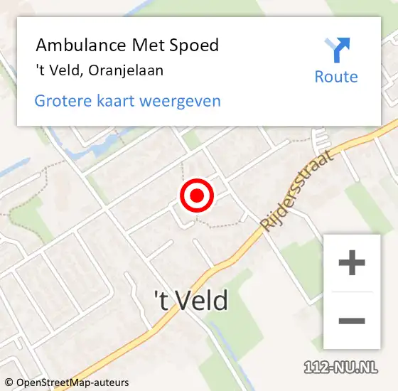 Locatie op kaart van de 112 melding: Ambulance Met Spoed Naar 't Veld, Oranjelaan op 3 december 2023 16:29