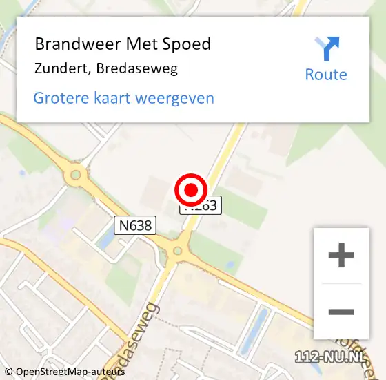 Locatie op kaart van de 112 melding: Brandweer Met Spoed Naar Zundert, Bredaseweg op 3 december 2023 17:00
