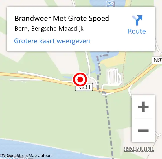 Locatie op kaart van de 112 melding: Brandweer Met Grote Spoed Naar Bern, Bergsche Maasdijk op 3 december 2023 17:03