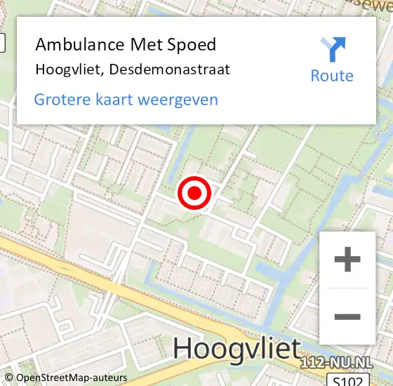 Locatie op kaart van de 112 melding: Ambulance Met Spoed Naar Hoogvliet, Desdemonastraat op 3 december 2023 17:30