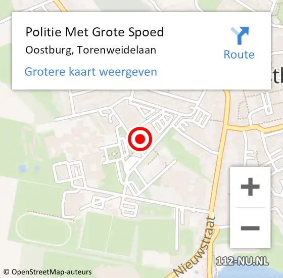 Locatie op kaart van de 112 melding: Politie Met Grote Spoed Naar Oostburg, Torenweidelaan op 3 december 2023 17:49