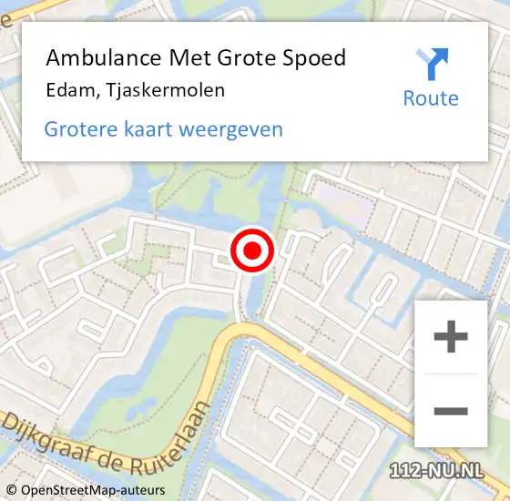 Locatie op kaart van de 112 melding: Ambulance Met Grote Spoed Naar Edam, Tjaskermolen op 3 december 2023 17:52