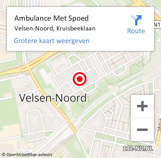 Locatie op kaart van de 112 melding: Ambulance Met Spoed Naar Velsen-Noord, Kruisbeeklaan op 3 december 2023 17:54