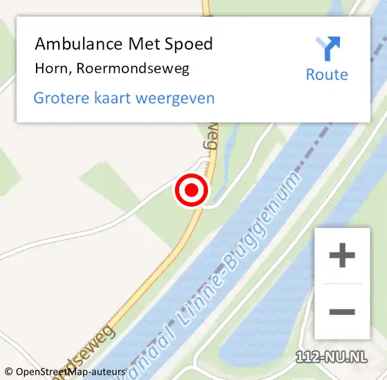 Locatie op kaart van de 112 melding: Ambulance Met Spoed Naar Horn, Roermondseweg op 3 december 2023 18:00