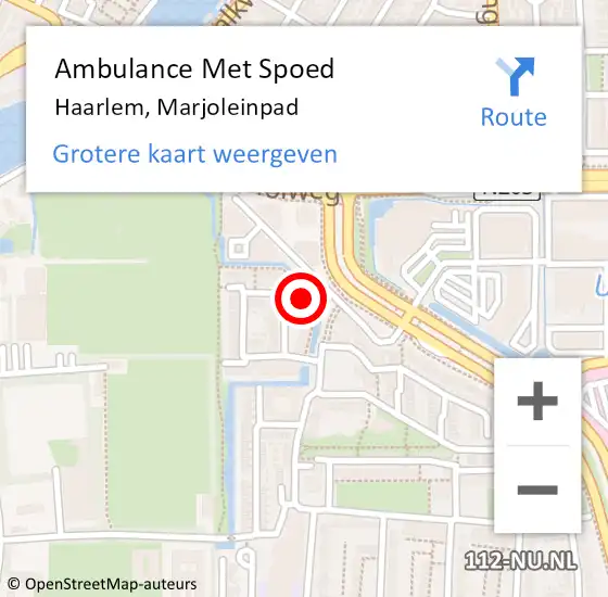 Locatie op kaart van de 112 melding: Ambulance Met Spoed Naar Haarlem, Marjoleinpad op 3 december 2023 18:12