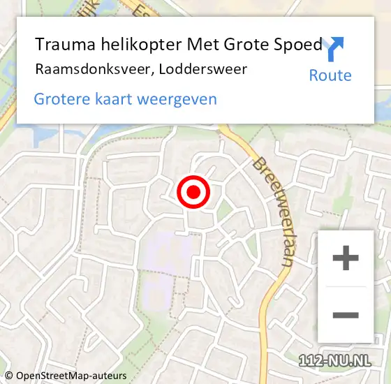 Locatie op kaart van de 112 melding: Trauma helikopter Met Grote Spoed Naar Raamsdonksveer, Loddersweer op 3 december 2023 18:16