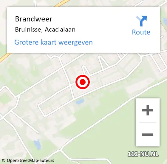 Locatie op kaart van de 112 melding: Brandweer Bruinisse, Acacialaan op 3 december 2023 18:35