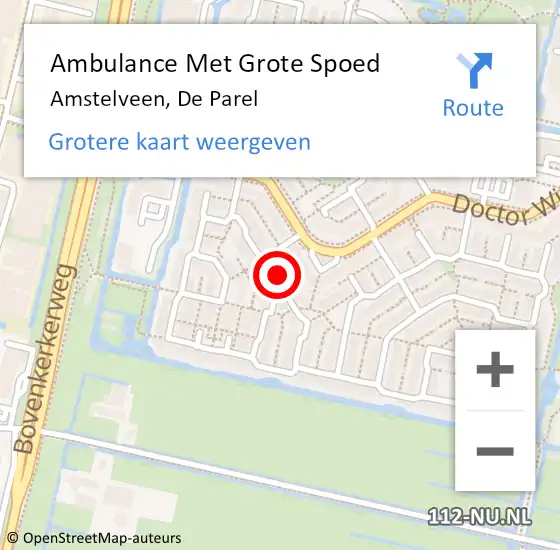 Locatie op kaart van de 112 melding: Ambulance Met Grote Spoed Naar Amstelveen, De Parel op 3 december 2023 19:10