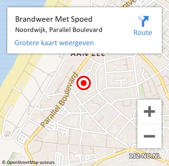 Locatie op kaart van de 112 melding: Brandweer Met Spoed Naar Noordwijk, Parallel Boulevard op 3 december 2023 19:47