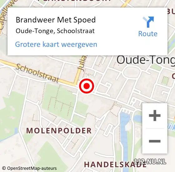 Locatie op kaart van de 112 melding: Brandweer Met Spoed Naar Oude-Tonge, Schoolstraat op 3 december 2023 19:52