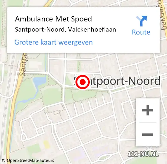 Locatie op kaart van de 112 melding: Ambulance Met Spoed Naar Santpoort-Noord, Valckenhoeflaan op 3 december 2023 20:04