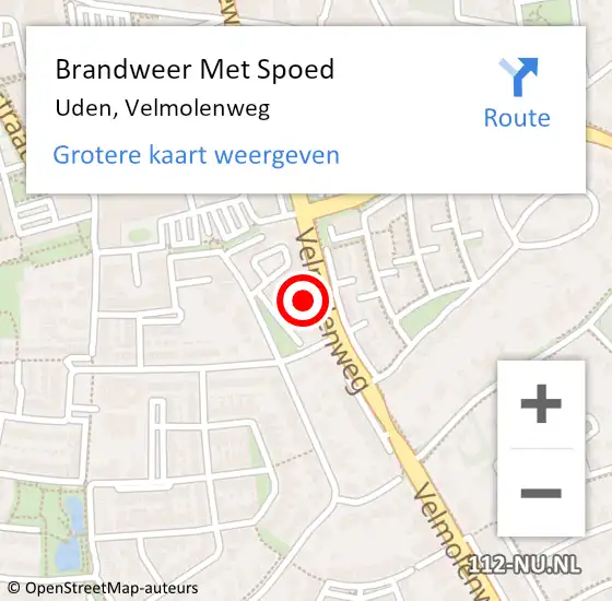 Locatie op kaart van de 112 melding: Brandweer Met Spoed Naar Uden, Velmolenweg op 3 december 2023 20:15