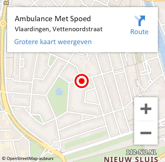 Locatie op kaart van de 112 melding: Ambulance Met Spoed Naar Vlaardingen, Vettenoordstraat op 3 december 2023 20:24