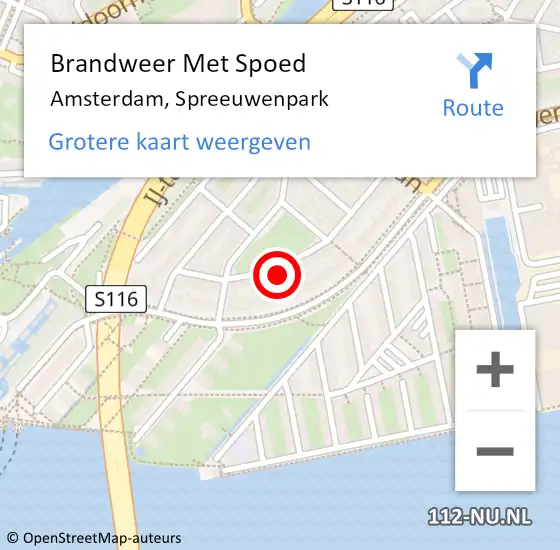 Locatie op kaart van de 112 melding: Brandweer Met Spoed Naar Amsterdam, Spreeuwenpark op 3 december 2023 20:35